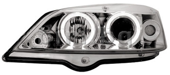 Тунинг фарове Ангелски очи хром комплект (ляв и десен) за OPEL ASTRA G (F35_) комби от 1998 до 2009