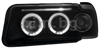 Тунинг фарове Ангелски очи черни комплект (ляв и десен) за AUDI 80 (8C, B4) от 1991 до 1995