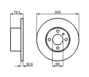 Спирачен диск плътен Ø255mm BOSCH за BMW 3 Ser (E21) от 1975 до 1984