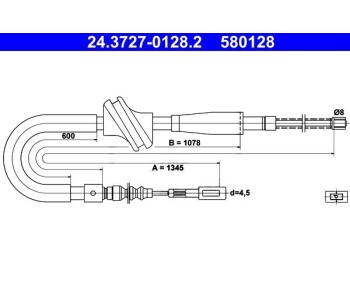 Жило ръчна спирачка ATE за AUDI 80 (89, 89Q, 8A, B3) от 1986 до 1991
