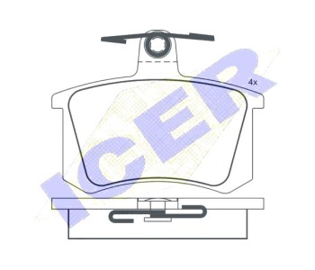 Комплект спирачни накладки ICER за AUDI 100 (44, 44Q, C3) от 1982 до 1991