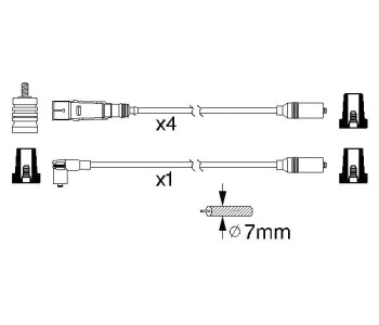Комплект запалителни кабели BOSCH за AUDI 100 (44, 44Q, C3) от 1982 до 1991