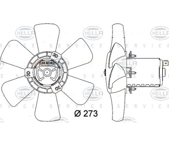 Вентилатор, охлаждане на двигателя HELLA 8EW 009 144-401 за SEAT IBIZA II (6K1) от 1993 до 1999