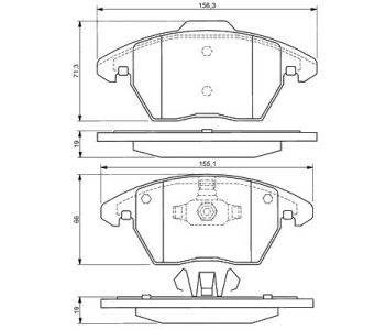 Комплект спирачни накладки BOSCH за AUDI A1 (8X1, 8XK) от 2010 до 2018