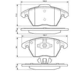 Комплект спирачни накладки BOSCH за CITROEN C4 I (LC) от 2004 до 2011