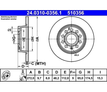 Спирачен диск плътен Ø272mm ATE за AUDI A3 (8P1) от 2003 до 2008