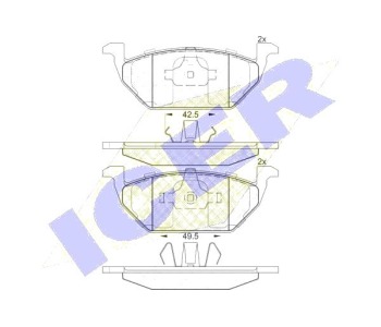 Комплект спирачни накладки Ultra Premium ICER за AUDI A3 (8L1) от 1996 до 2003