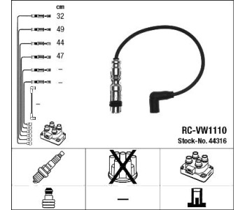 Комплект запалителни кабели NGK за AUDI A1 (8X1, 8XK) от 2010 до 2018