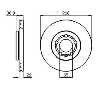 Спирачен диск вентилиран Ø256mm BOSCH за AUDI A2 (8Z0) от 2000 до 2005