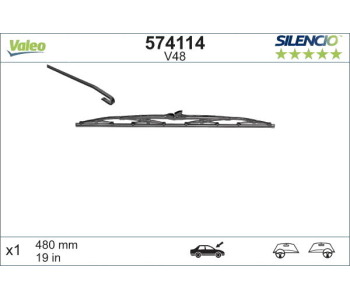 Перо на чистачка 480mm VALEO SILENCIO за AUDI A3 (8L1) от 1996 до 2003