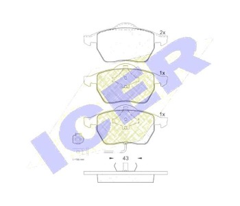 Комплект спирачни накладки Ultra Premium ICER за SEAT TOLEDO II (1M2) от 1998 до 2006