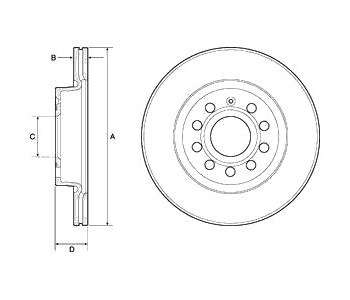 Спирачен диск вентилиран Ø280mm DELPHI за AUDI A3 Sportback (8PA) от 2004 до 2015