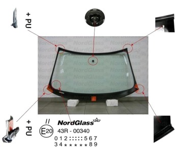 Челно стъкло NordGlass за AUDI A3 Sportback (8PA) от 2004 до 2015