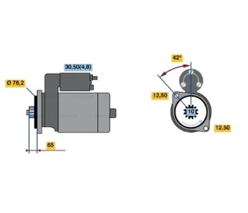 Стартер 10 зъби 1,7 [kB] BOSCH за AUDI TT (8J3) от 2006 до 2014