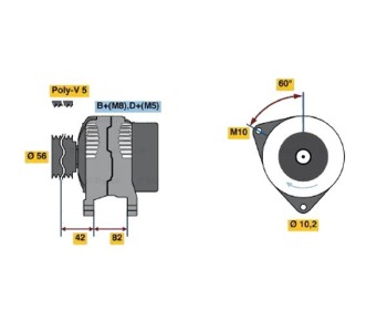 Генератор 120 [A] BOSCH за AUDI A4 (8D2, B5) от 1994 до 2001
