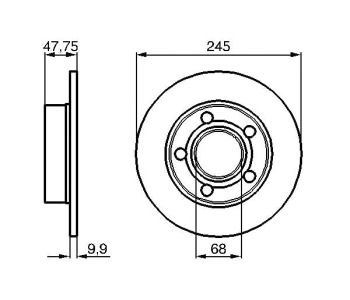 Спирачен диск плътен Ø245mm BOSCH за AUDI A4 Avant (8D5, B5) от 1994 до 2002