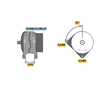 Генератор 90 [A] BOSCH за AUDI A4 Avant (8D5, B5) от 1994 до 2002