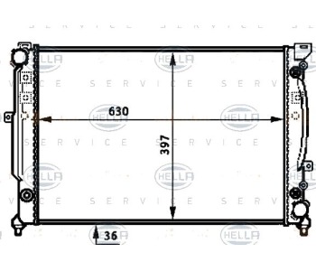 Радиатор, охлаждане на двигателя HELLA 8MK 376 720-601 за AUDI A6 Avant (4A, C4) от 1994 до 1997