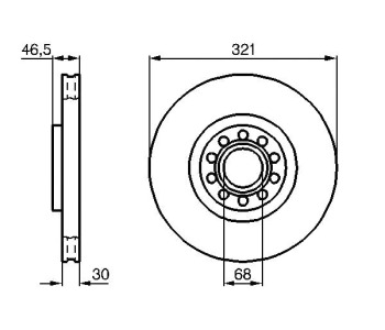 Спирачен диск вентилиран BOSCH за AUDI ALLROAD (4BH, C5) от 2000 до 2005