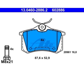 Комплект спирачни накладки ATE за AUDI ALLROAD (4BH, C5) от 2000 до 2005