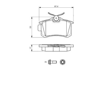 Комплект спирачни накладки BOSCH за RENAULT MODUS (F/JP0_) от 2004 до 2012