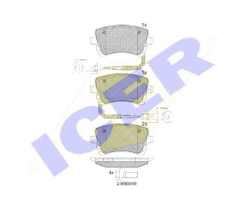 Комплект спирачни накладки Ultra Premium ICER за AUDI A4 Avant (8ED, B7) от 2004 до 2008