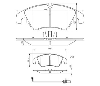 Комплект спирачни накладки BOSCH за AUDI A4 Allroad (8KH, B8) от 2009 до 2012