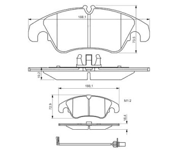 Комплект спирачни накладки BOSCH за AUDI A4 (8K2, B8) от 2007 до 2012