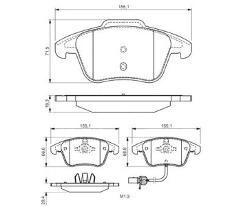 Комплект спирачни накладки BOSCH за AUDI A4 (8K2, B8) от 2007 до 2012