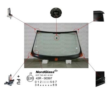 Челно стъкло NordGlass за AUDI A4 (8K2, B8) от 2012 до 2015