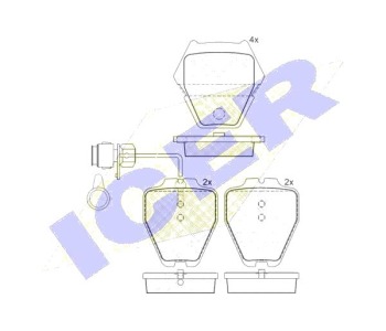 Комплект спирачни накладки Ultra Premium ICER за AUDI A6 (4B2, C5) от 1997 до 2005