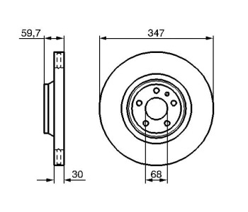 Спирачен диск вентилиран Ø347mm BOSCH за AUDI A6 Avant (4F5, C6) от 2005 до 2011