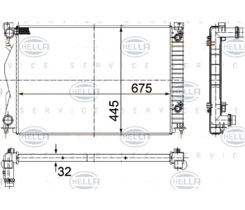 Радиатор, охлаждане на двигателя HELLA 8MK 376 732-511 за AUDI A6 (4F2, C6) от 2004 до 2011