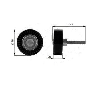 Паразитна/ водеща ролка, пистов ремък GATES T38054 за AUDI A3 (8P1) от 2003 до 2008