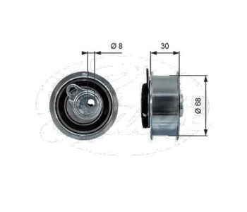 Обтяжна ролка, ангренаж GATES T43219 за SKODA ROOMSTER (5J) пътнически от 2006 до 2015