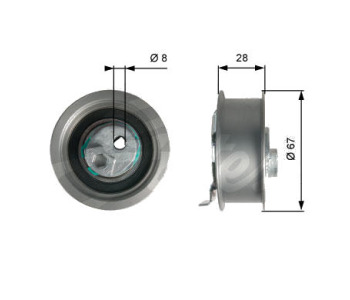 Обтяжна ролка, ангренаж GATES T43237 за AUDI TT (8J3) от 2006 до 2014