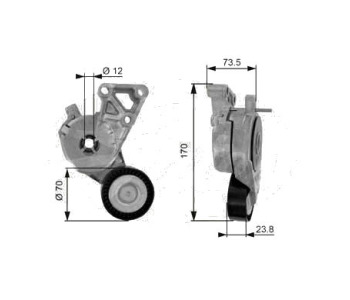 Обтящна ролка, пистов ремък GATES T38148 за SEAT LEON (1P1) от 2005 до 2012