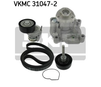 Водна помпа + комплект пистови ремъци клиновидно оребряване SKF VKMC 31047-2 за SEAT IBIZA III (6L1) от 2002 до 2009