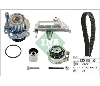 Водна помпа+ к-кт ангренажен ремък INA 530 0177 30 за VOLKSWAGEN BORA (1J2) от 1998 до 2005