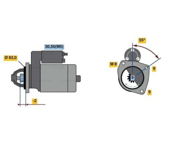 Стартер зъби 0,9 [kB] BOSCH за CITROEN BERLINGO (M) товарен от 1996 до 2011