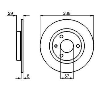 Спирачен диск плътен Ø238mm BOSCH за PEUGEOT 106 I (1A, 1C) от 1991 до 1996