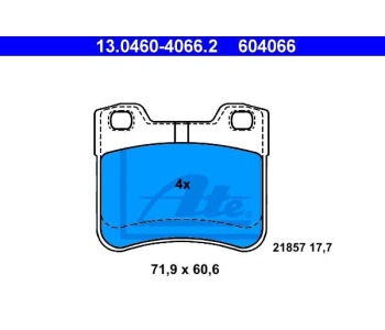 Комплект спирачни накладки ATE за PEUGEOT 106 I (1A, 1C) от 1991 до 1996