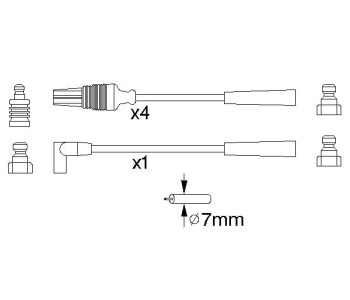 Комплект запалителни кабели BOSCH за PEUGEOT 106 I (1A, 1C) от 1991 до 1996