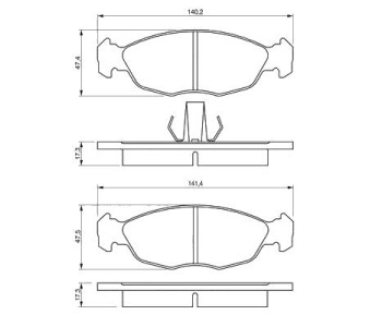 Комплект спирачни накладки BOSCH за PEUGEOT 205 I (741A/C) от 1983 до 1987