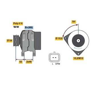 Генератор 90 [A] BOSCH за CITROEN C1 (PM, PN) от 2005 до 2014