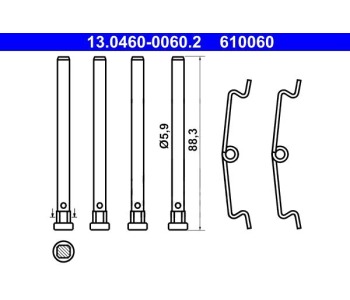 Комплект принадлежности дискови накладки ATE за PEUGEOT 309 II (3C, 3A) от 1989 до 1993