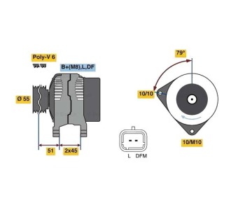 Генератор 60 [A] BOSCH за CITROEN JUMPY I (BU, BV, BW, BX) платформа от 1999 до 2006