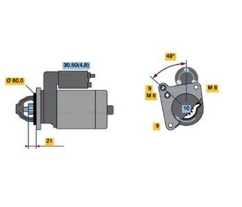 Стартер 10 зъби 0,9 [kB] BOSCH за CITROEN C4 I (LC) от 2004 до 2011