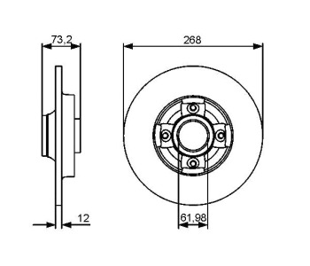 Спирачен диск плътен Ø268mm BOSCH за CITROEN DS5 от 2011 до 2015