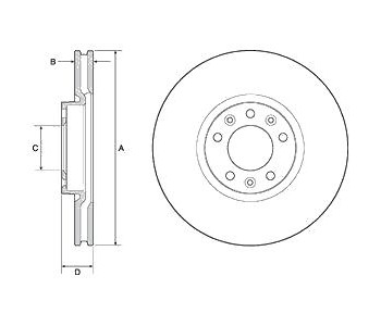 Спирачен диск вентилиран Ø304mm DELPHI за PEUGEOT 308 II (T9) комби от 2014 до 2021
